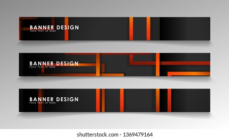 Abstract geometric and rectangular pattern banners with orange gradients