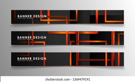 Abstract geometric and rectangular pattern banners with orange gradients