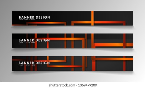Abstract geometric and rectangular pattern banners with orange gradients