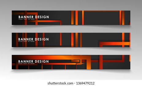 Abstract geometric and rectangular pattern banners with orange gradients