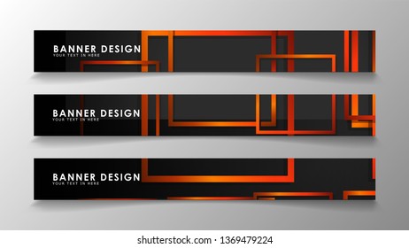 Abstract geometric and rectangular pattern banners with orange gradients