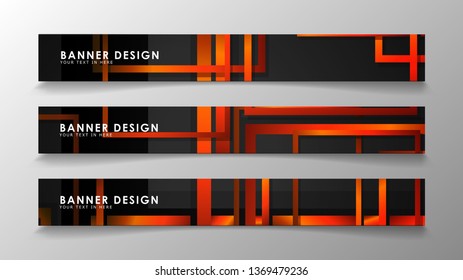 Abstract geometric and rectangular pattern banners with orange gradients