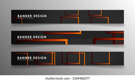 Abstract geometric and rectangular pattern banners with orange gradients