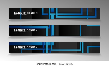 Abstract geometric and rectangular pattern banners with blue gradients. Vector Illustration. Eps 10