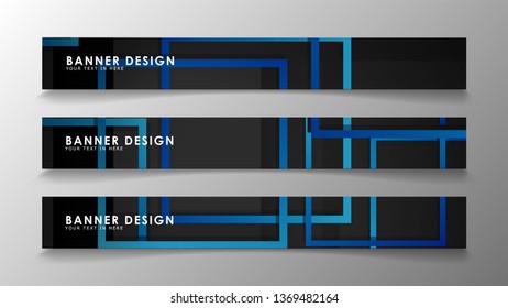 Abstract geometric and rectangular pattern banners with blue gradients. Vector Illustration. Eps 10