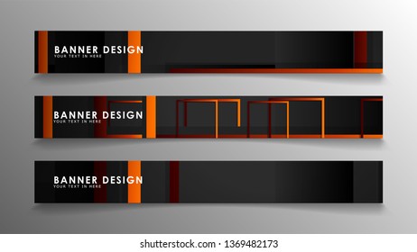 Abstract geometric and rectangular pattern banners with orange gradients