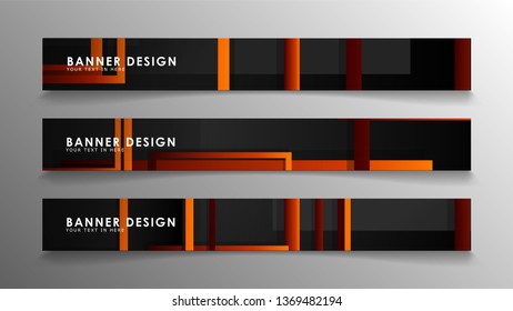 Abstract geometric and rectangular pattern banners with orange gradients
