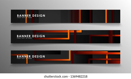 Abstract geometric and rectangular pattern banners with orange gradients