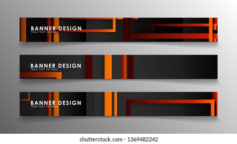 Abstract geometric and rectangular pattern banners with orange gradients