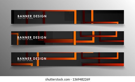 Abstract geometric and rectangular pattern banners with orange gradients