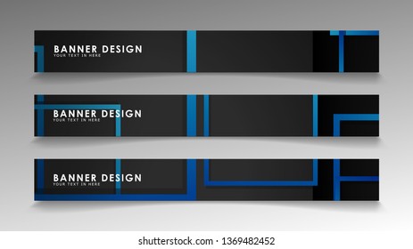 Abstract geometric and rectangular pattern banners with blue gradients. Vector Illustration. Eps 10