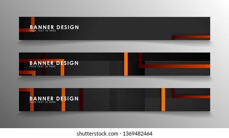 Abstract geometric and rectangular pattern banners with orange gradients