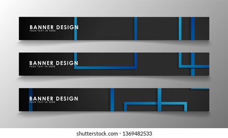 Abstract geometric and rectangular pattern banners with blue gradients. Vector Illustration. Eps 10