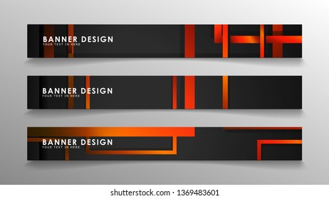 Abstract geometric and rectangular pattern banners with orange gradients