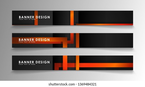 Abstract geometric and rectangular pattern banners with orange gradients