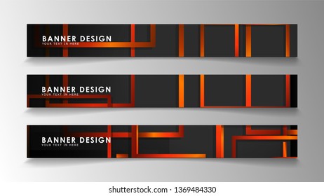 Abstract geometric and rectangular pattern banners with orange gradients