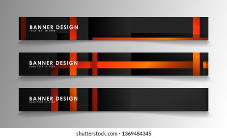 Abstract geometric and rectangular pattern banners with orange gradients