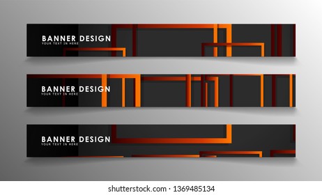 Abstract geometric and rectangular pattern banners with orange gradients