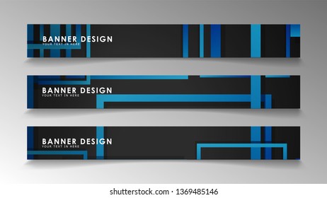 Abstract geometric and rectangular pattern banners with blue gradients. Vector Illustration. Eps 10