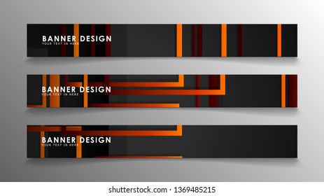 Abstract geometric and rectangular pattern banners with orange gradients