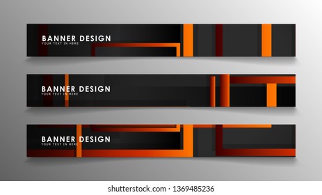 Abstract geometric and rectangular pattern banners with orange gradients