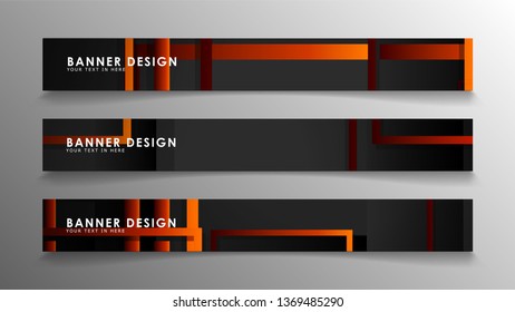 Abstract geometric and rectangular pattern banners with orange gradients