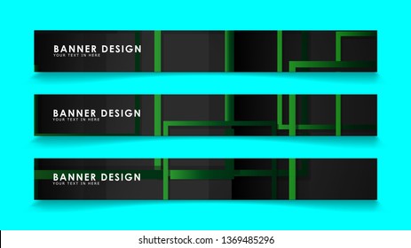 Abstract geometric and rectangular pattern banners with green gradients. Vector Illustration. Eps 10