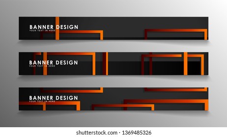Abstract geometric and rectangular pattern banners with orange gradients