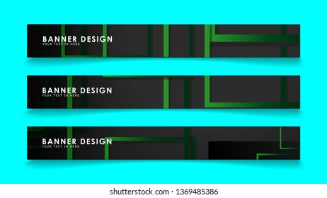 Abstract geometric and rectangular pattern banners with green gradients. Vector Illustration. Eps 10