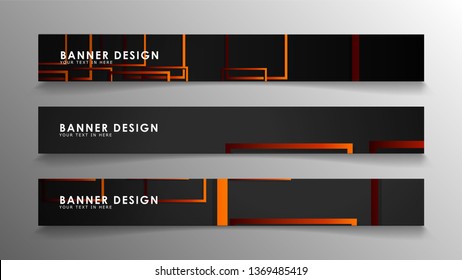 Abstract geometric and rectangular pattern banners with orange gradients