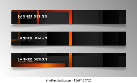 Abstract geometric and rectangular pattern banners with orange gradients