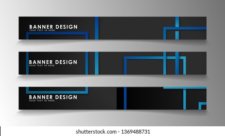 Abstract geometric and rectangular pattern banners with blue gradients. Vector Illustration. Eps 10
