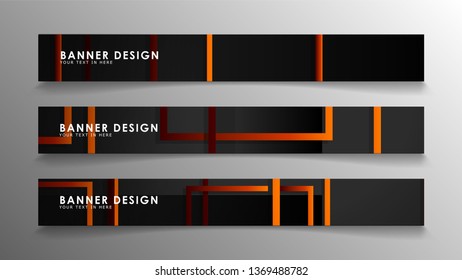 Abstract geometric and rectangular pattern banners with orange gradients