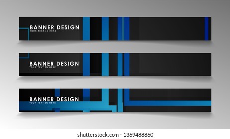 Abstract geometric and rectangular pattern banners with blue gradients. Vector Illustration. Eps 10