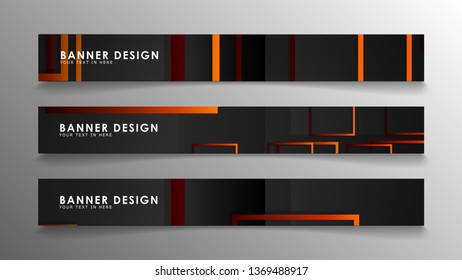 Abstract geometric and rectangular pattern banners with orange gradients