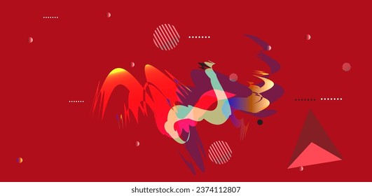 Abstract geometric red background with decorative elements. red Vector illustration for your design.