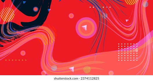 Abstract geometric red background with decorative elements. red Vector illustration for your design.