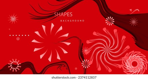 Abstract geometric red background with decorative elements. red Vector illustration for your design.