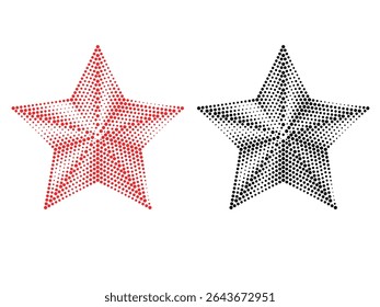 Abstract geometric red and black star shape with a halftone effect vector design 