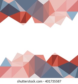 Abstract geometric red- blue background with 2 strips. Polygonal graphics - vector stock