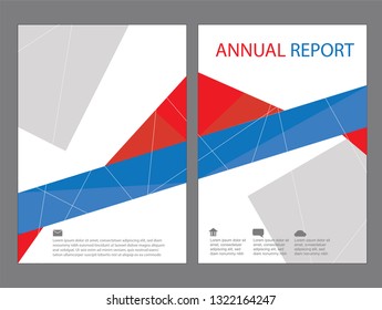 Abstract Geometric red and blue Brochure design template or Business Annual Report Flyer cover or Poster in A4 size