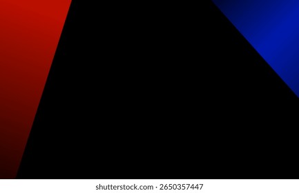 Abstract geometric red and blue gradient overlapping on black background with copy space for text. Vector illustration