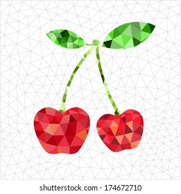 Abstract geometric red cherry.