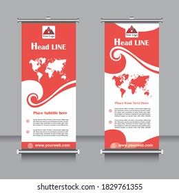  Abstract Geometric red colour Shapes Modern Exhibition Advertising Trend Business Roll Up Banner
 Stand Poster Brochure flat design template creative concept. Presentation.x-stand, x-banner 
