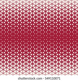 Abstract geometric red deco art halftone hexagone and triangle print pattern