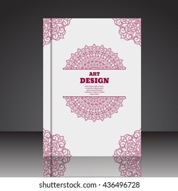 Abstract geometric red floral composition brochure background A4 eps10 vector illustration 