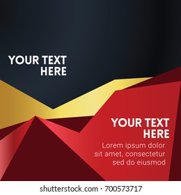 Abstract geometric red, gold background for Brochure template design Vector.
