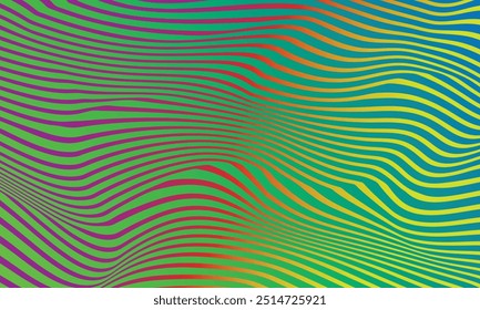 Abstract geometric red green wave line background. natural element pattern.