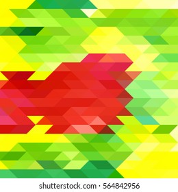 abstract geometric red green yellow background, mosaic of triangles, vector illustration texture of origami