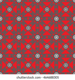 Abstract geometric red and grey seamless pattern.